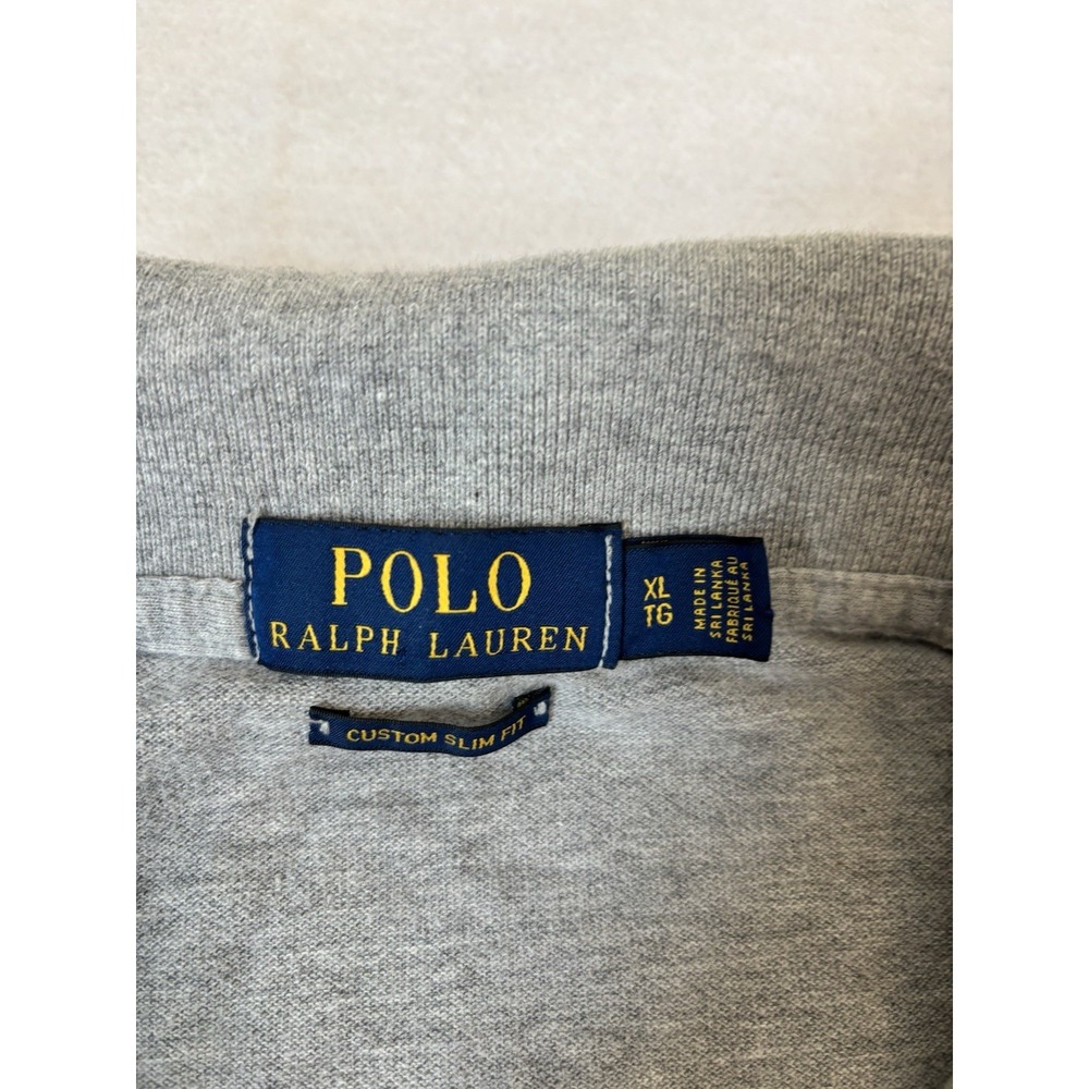 Ralph Lauren Polo Shirt Mens XL Gray Custom Slim Fit Crown Golf Emblem Big Pony - Picture 2 of 8